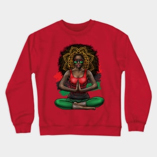 Black Beauty With Afro Love Yoga and Pan African Flag Crewneck Sweatshirt